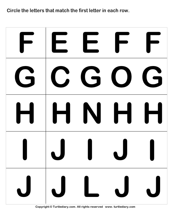 Letter Matching Worksheet 2