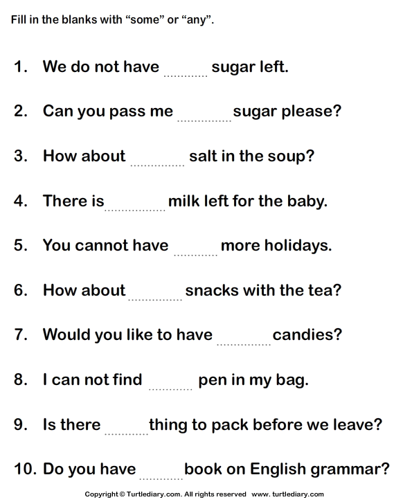 Some and Any Worksheet1