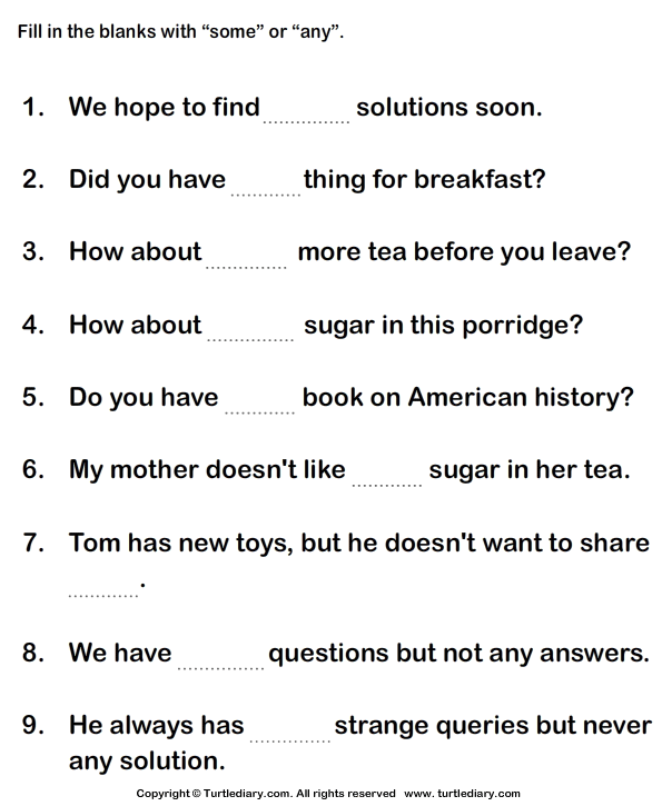 Some and Any Worksheet5