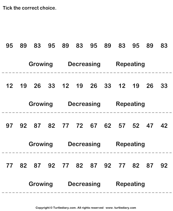 Number Sequence Worksheet 12