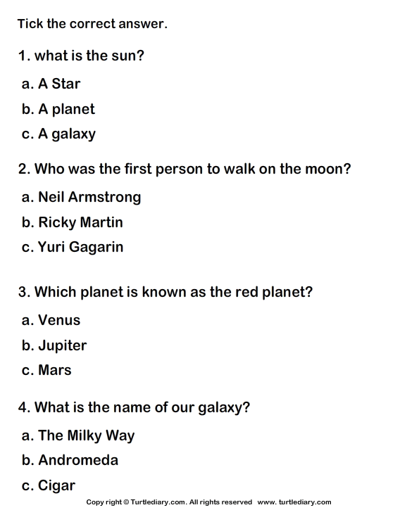 Solar System Worksheet 3