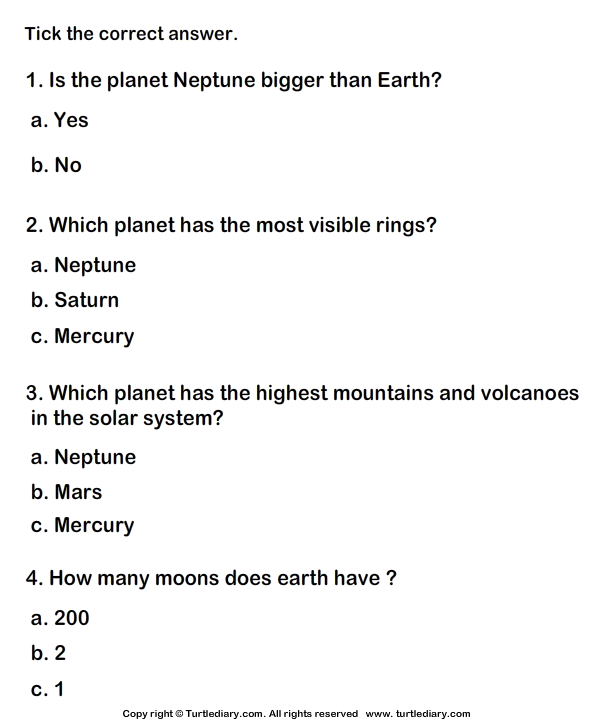 Solar System Worksheet 5