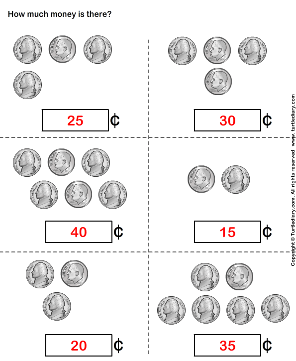 Counting Nickels and Dimes Worksheet - Turtle Diary