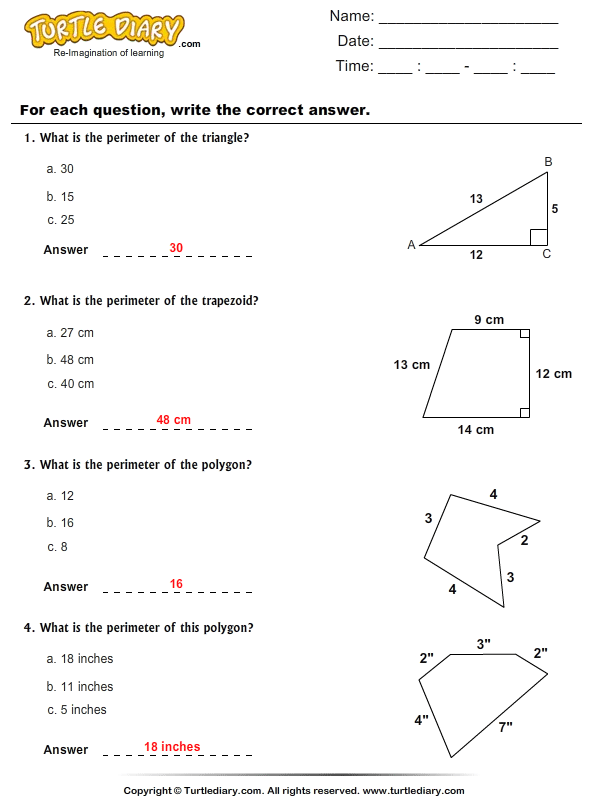 Perimeter Of A Polygon Worksheet