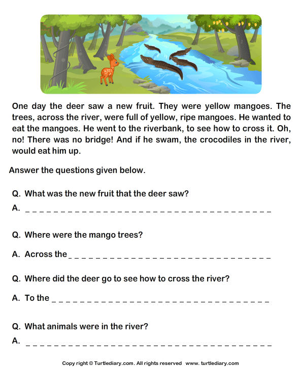 English comprehension worksheet for class 2