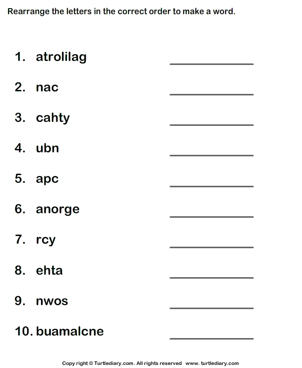 Unscramble Words For Class 3 With Answers
