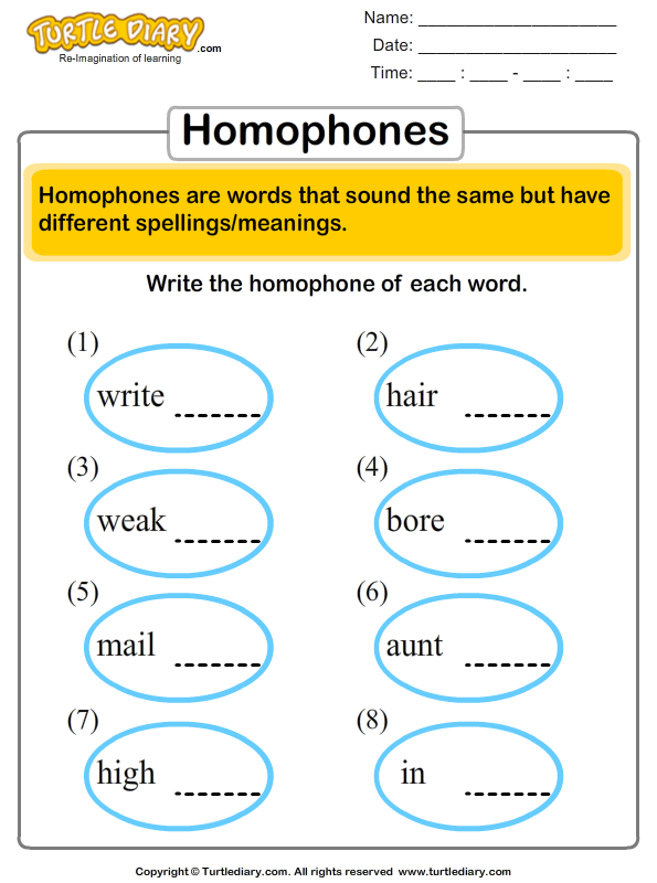 Choose The Correct Homophone - TurtleDiary.com