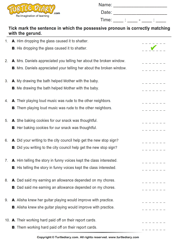 possessive-pronouns-with-gerund-turtlediary