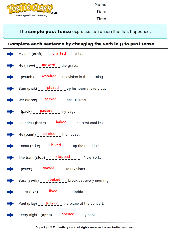 Change Verb Tense Sentence