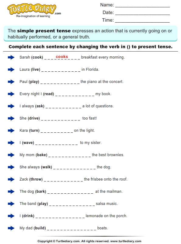 Apsg: Worksheet on simple present tense