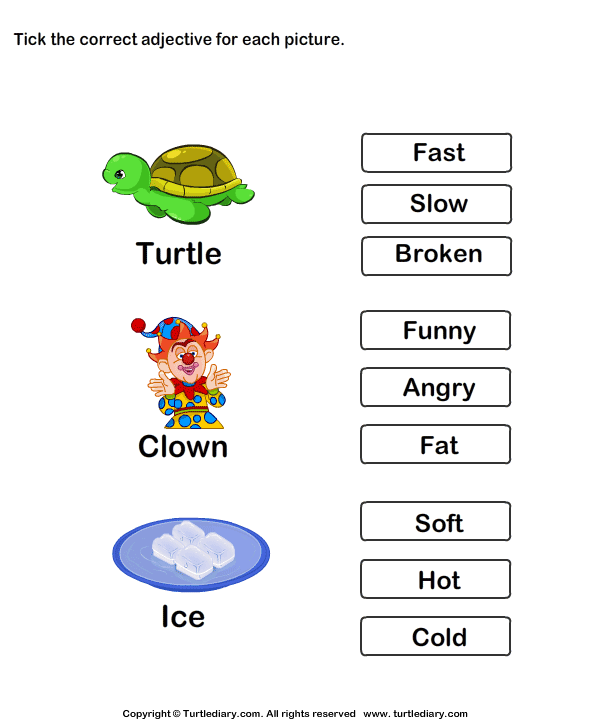 Adjective Worksheet For Kindergarten