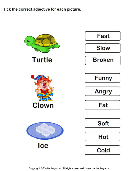 Adjective Worksheet Kindergarten