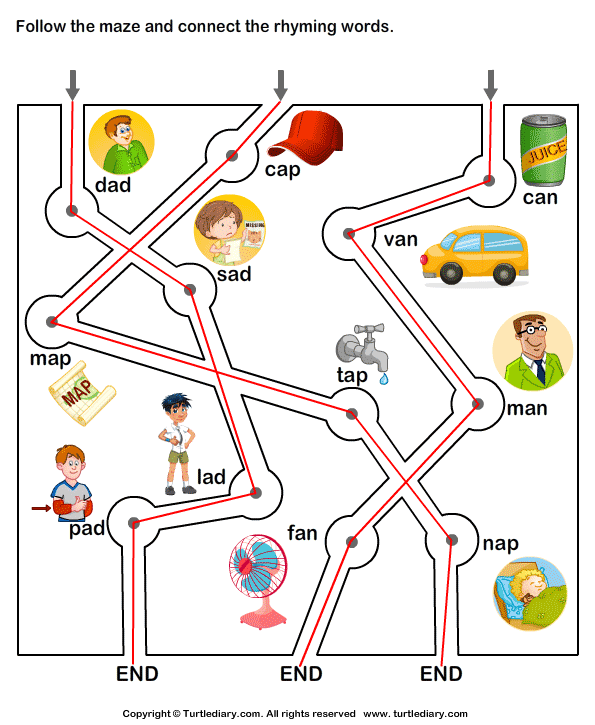 Connect The Rhyming Words Worksheet 3 Turtle Diary