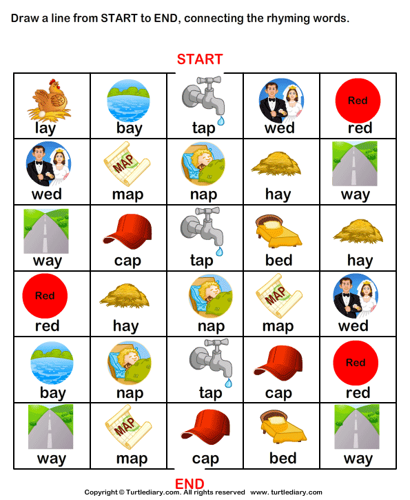 Simple Rhyming Words For Kindergarten