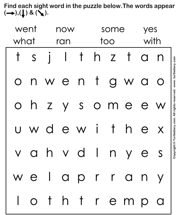 5 Sight kindergarten word Worksheet for Words worksheets  Puzzle TurtleDiary.com sight sentences