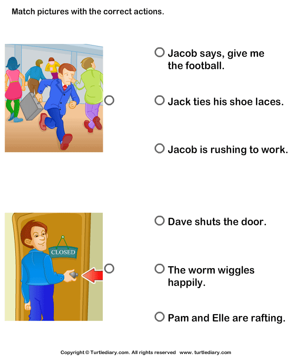 Action Verbs Choose The Right Sentence Worksheet 10 Turtle Diary