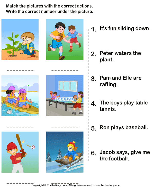 Free Matching Sentences To Pictures Worksheets