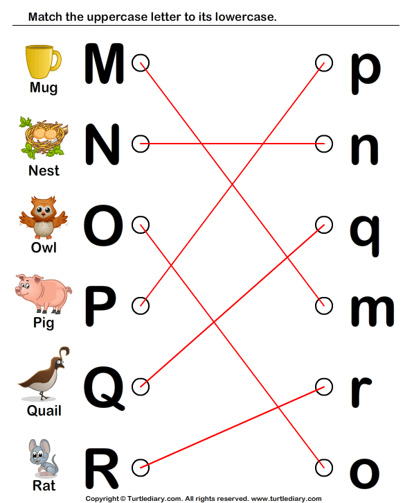 Match Upper Case And Lower Case Letters Worksheet 11 - Turtle Diary