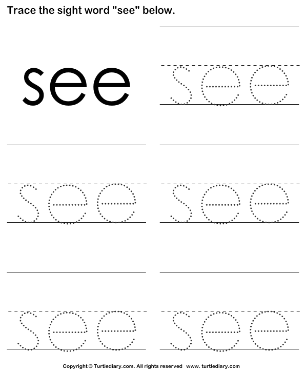 sight Words trace Sight worksheet Worksheets  Kindergarten word Tracing