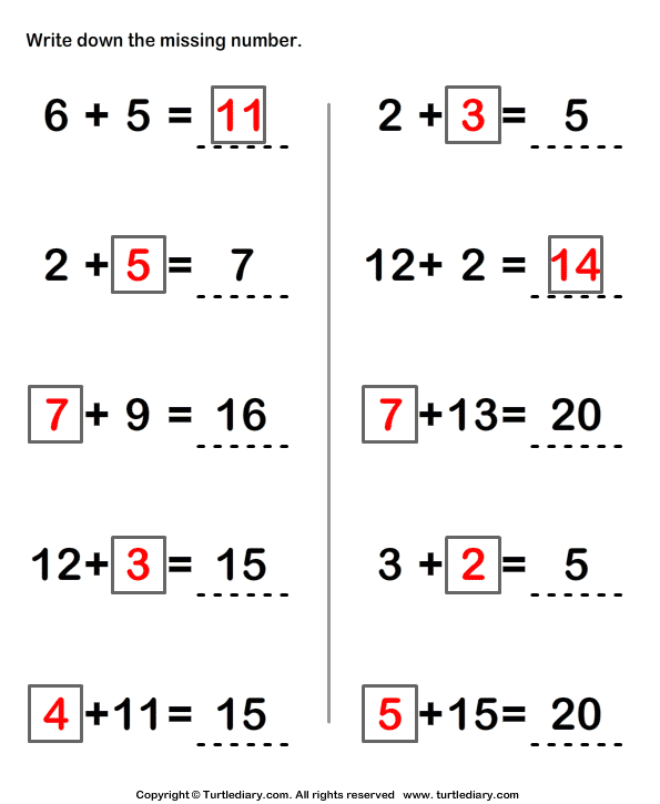 Open Sentence Math Worksheet