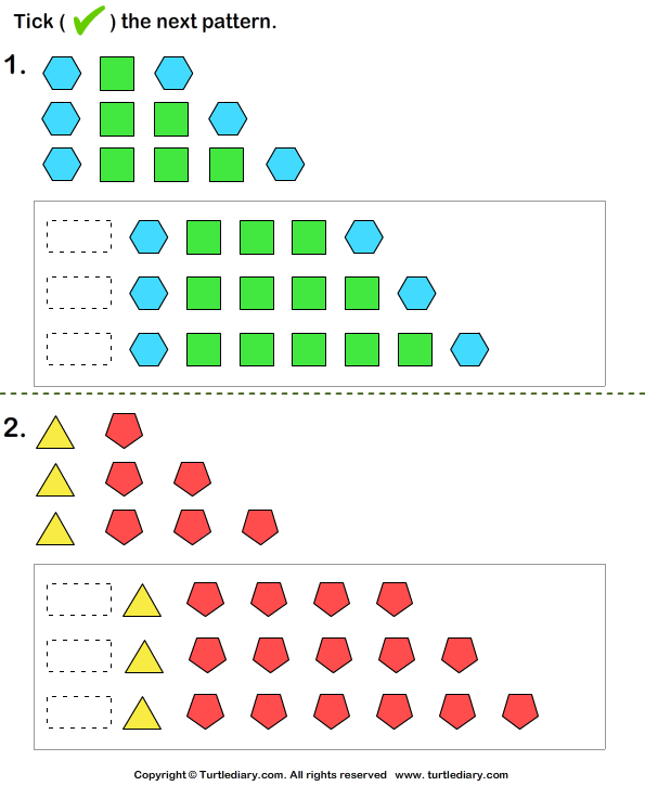 Growing Pattern Worksheet 4 - Turtle Diary