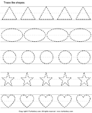 Trace and color shape Worksheets
