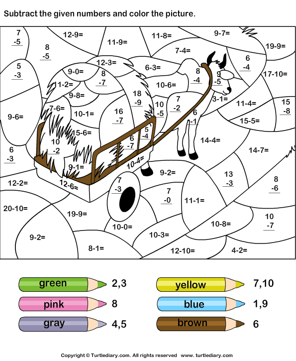 Color By Number Worksheets Addition And Subtraction