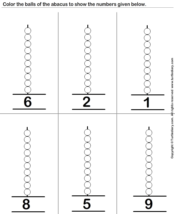 One Digit Number On Abacus 2 Worksheet
