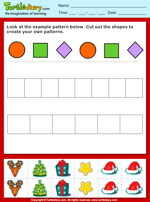 Wonderful Christmas Create Your Own Pattern Worksheet - Turtle Diary