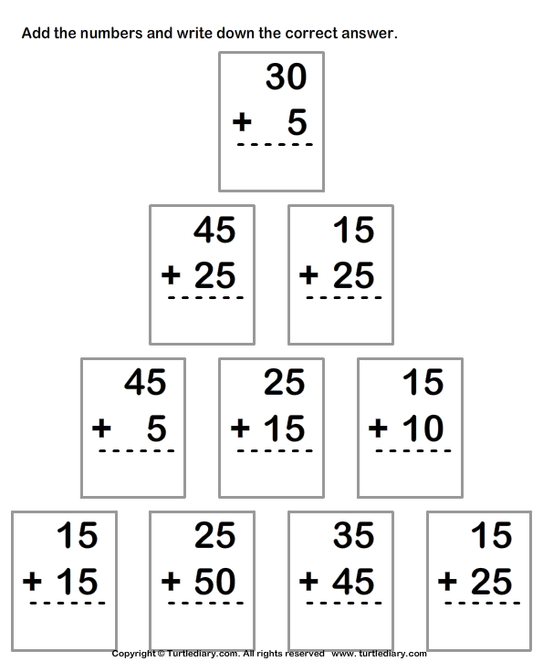 Two Digit Numbers Addition Worksheet