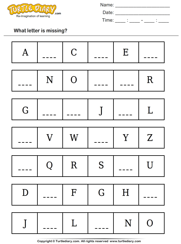 Find The Missing Letters Worksheet - Turtle Diary