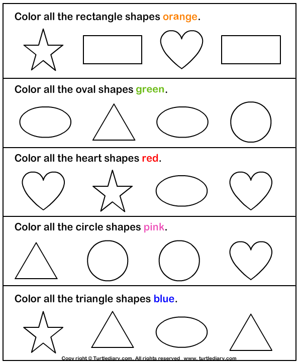 Identify and Color Shapes Worksheet  Turtle Diary