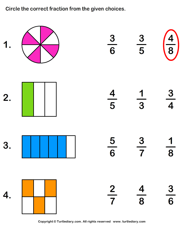 Identifying Fractions Worksheet Turtle Diary