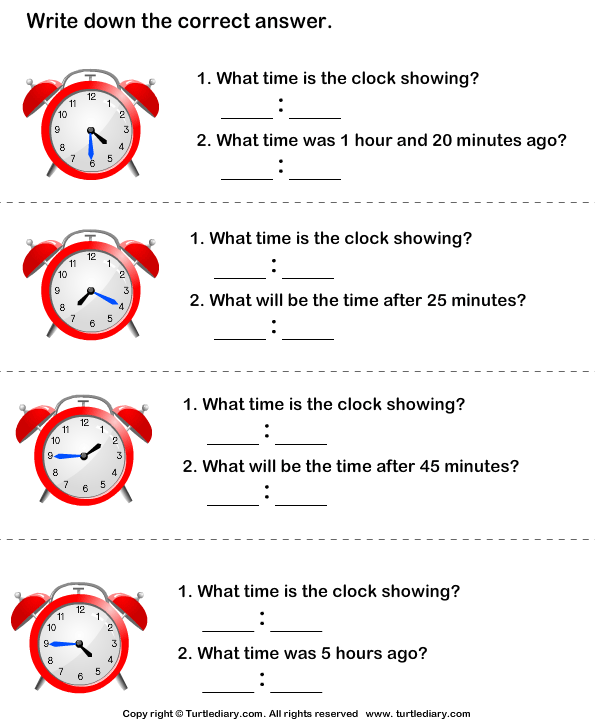 Read Clocks And Write The Time Worksheet Turtle Diary
