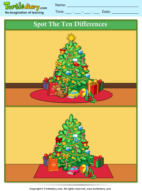 Spot the Difference Christmas Tree Worksheet Turtle Diary