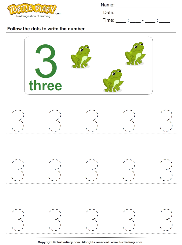 Number Writing Worksheet Turtle Diary