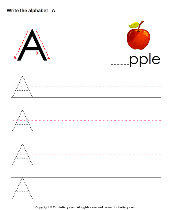 Write Letters in Upper Case (A-z) Worksheet - Turtle Diary