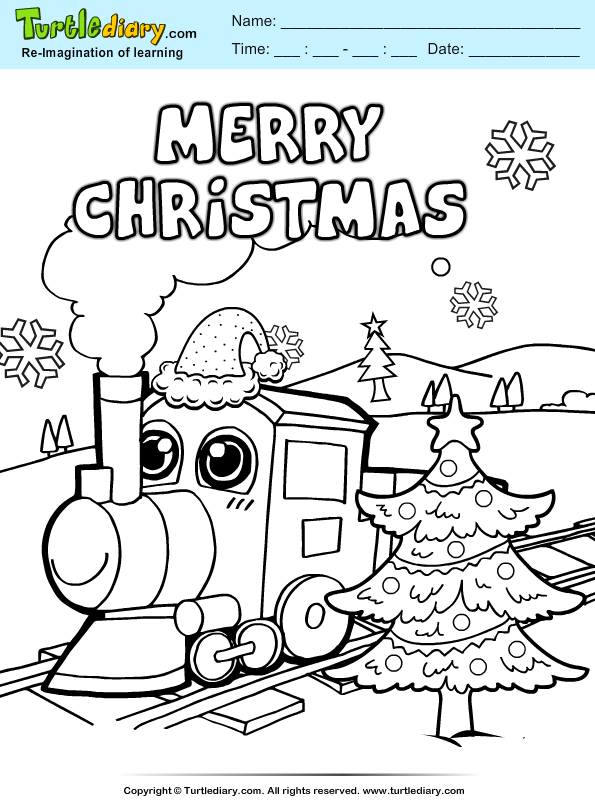 Christmas Train Coloring Sheet | Turtle Diary