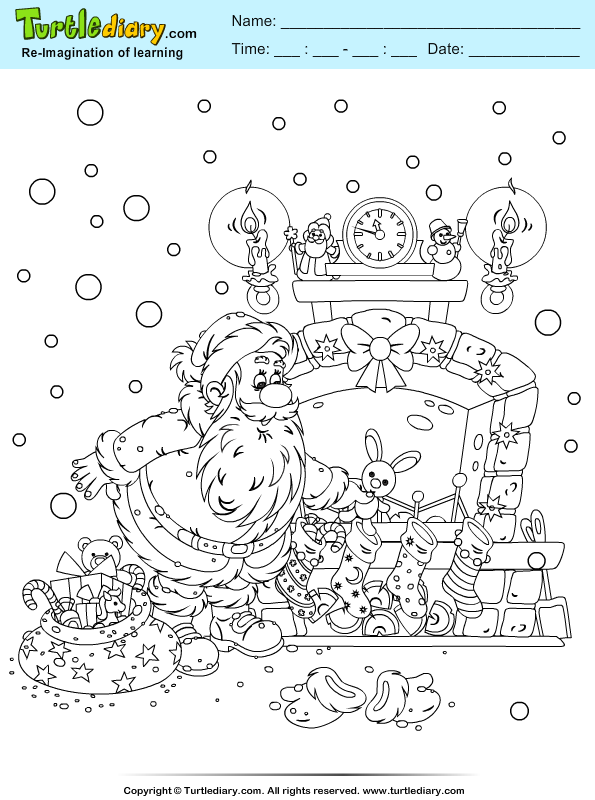 Santa Fireplace Coloring Page