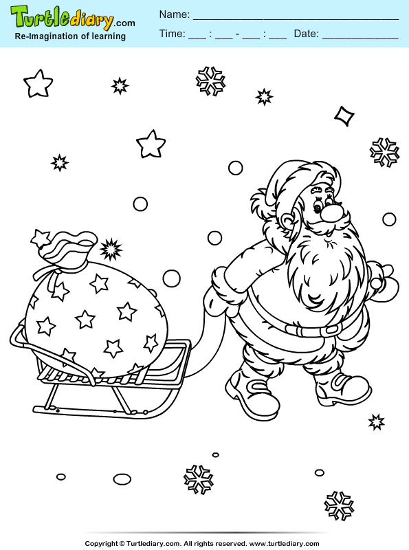 Santa Sleigh Coloring Page