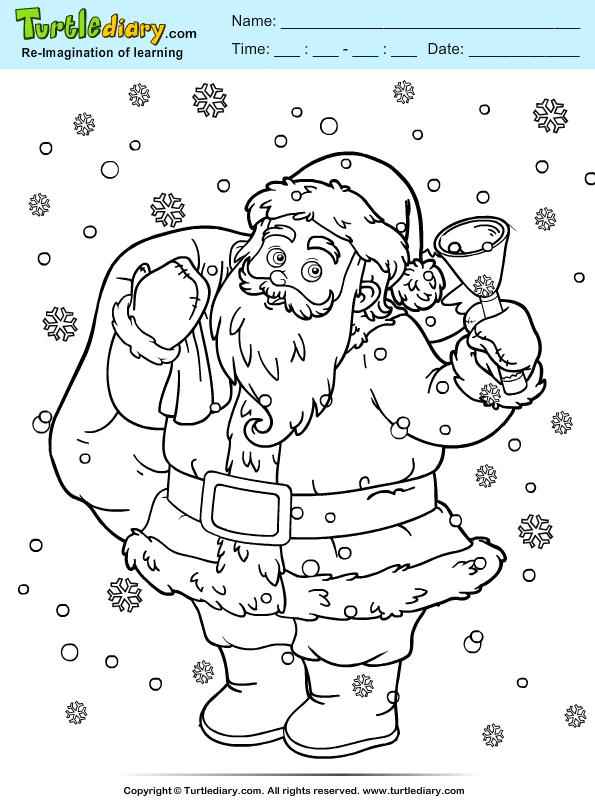 Santa with Bell Coloring Page