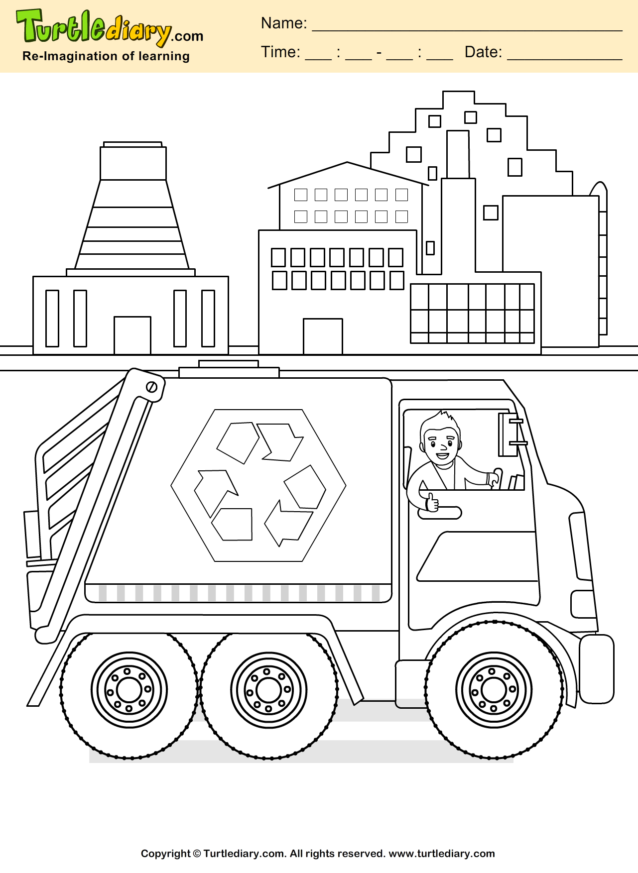 Recycling Coloring Sheet | Turtle Diary