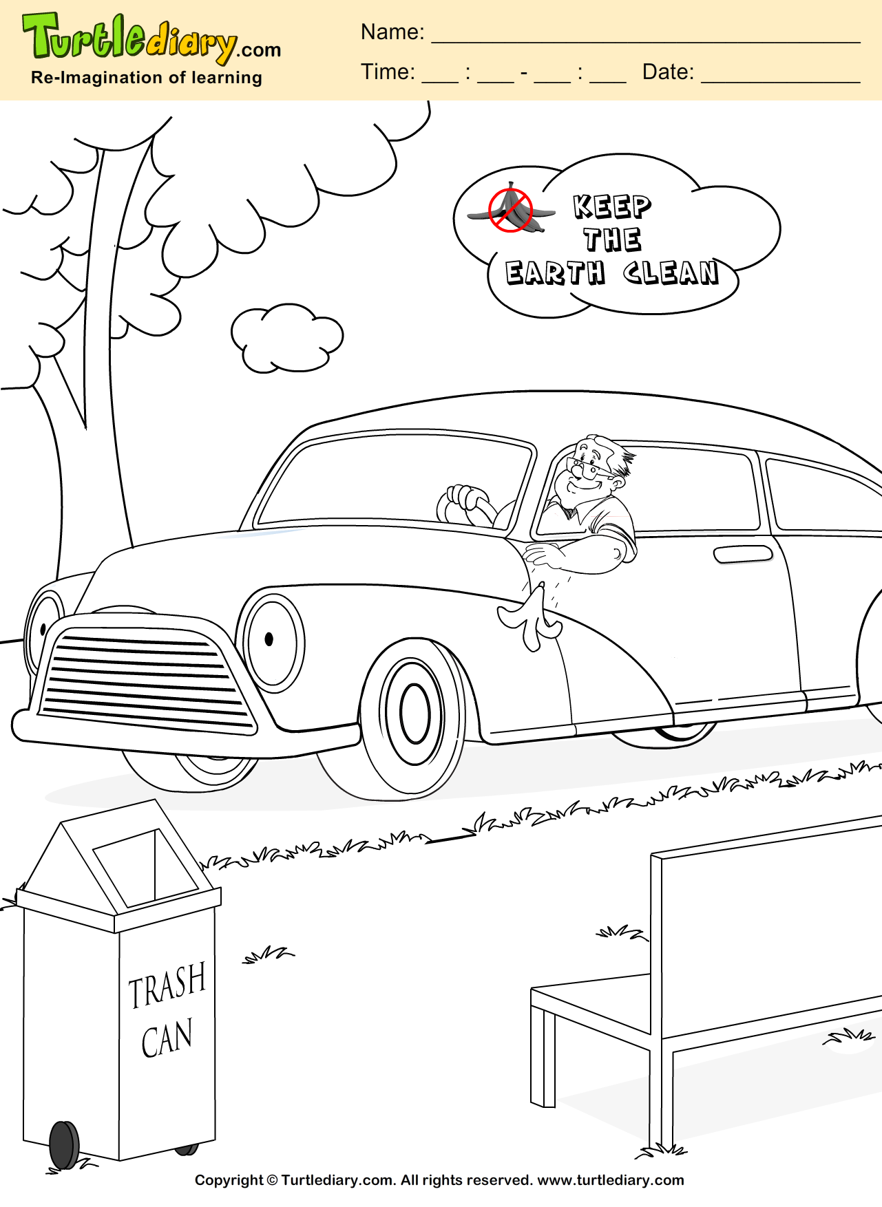 Trash Can Coloring Page