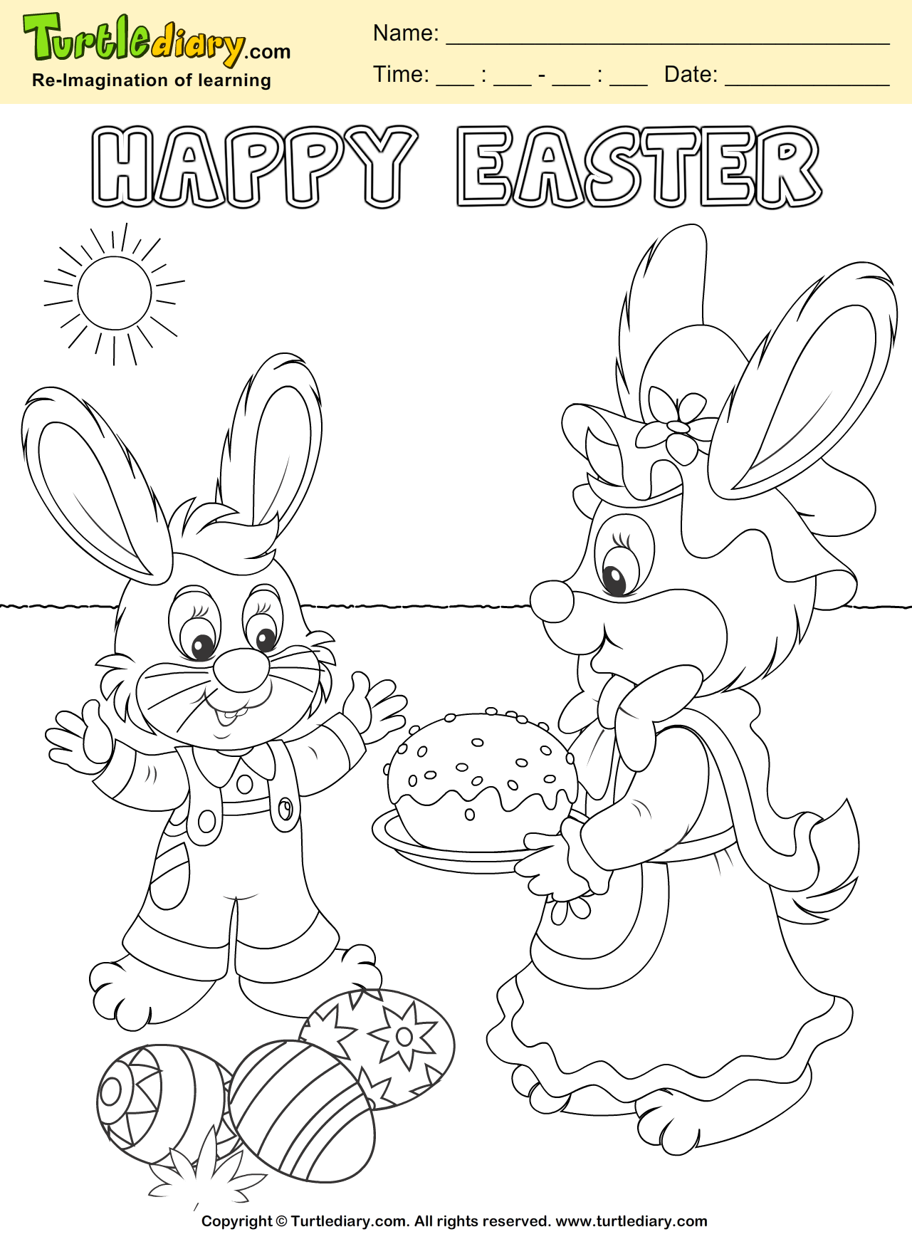 Download Bunny and Easter Egg Coloring Sheet | Turtle Diary