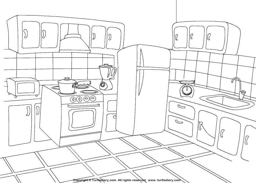 Kitchen Coloring Page