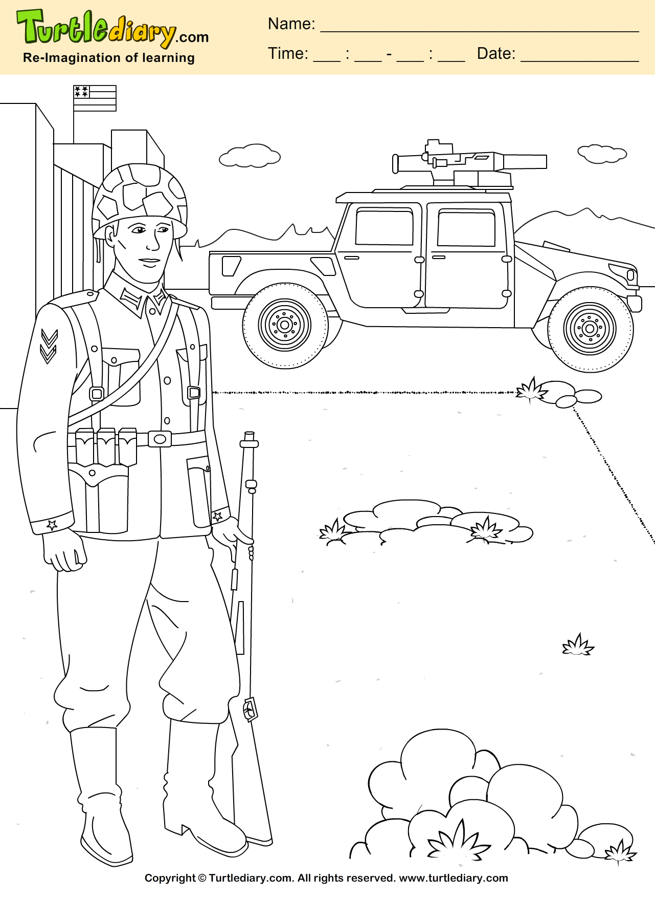 Soldier with Weapon Coloring Page