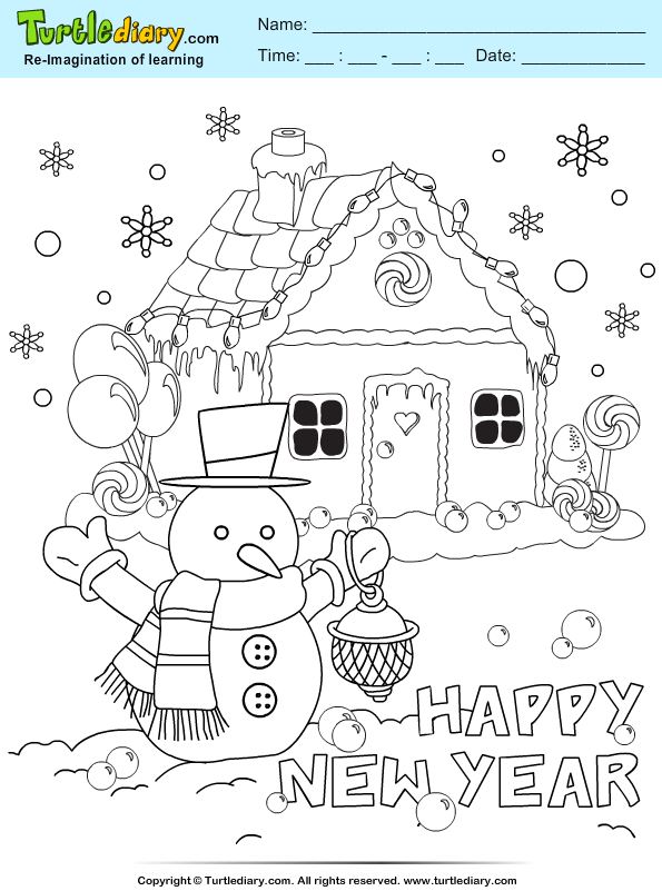 Snowman and Snowflake Coloring Page