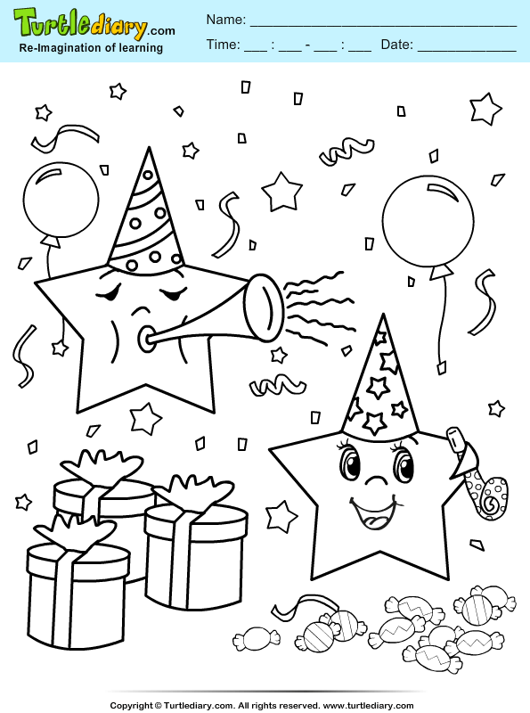 Star Party Coloring Sheet Turtle Diary