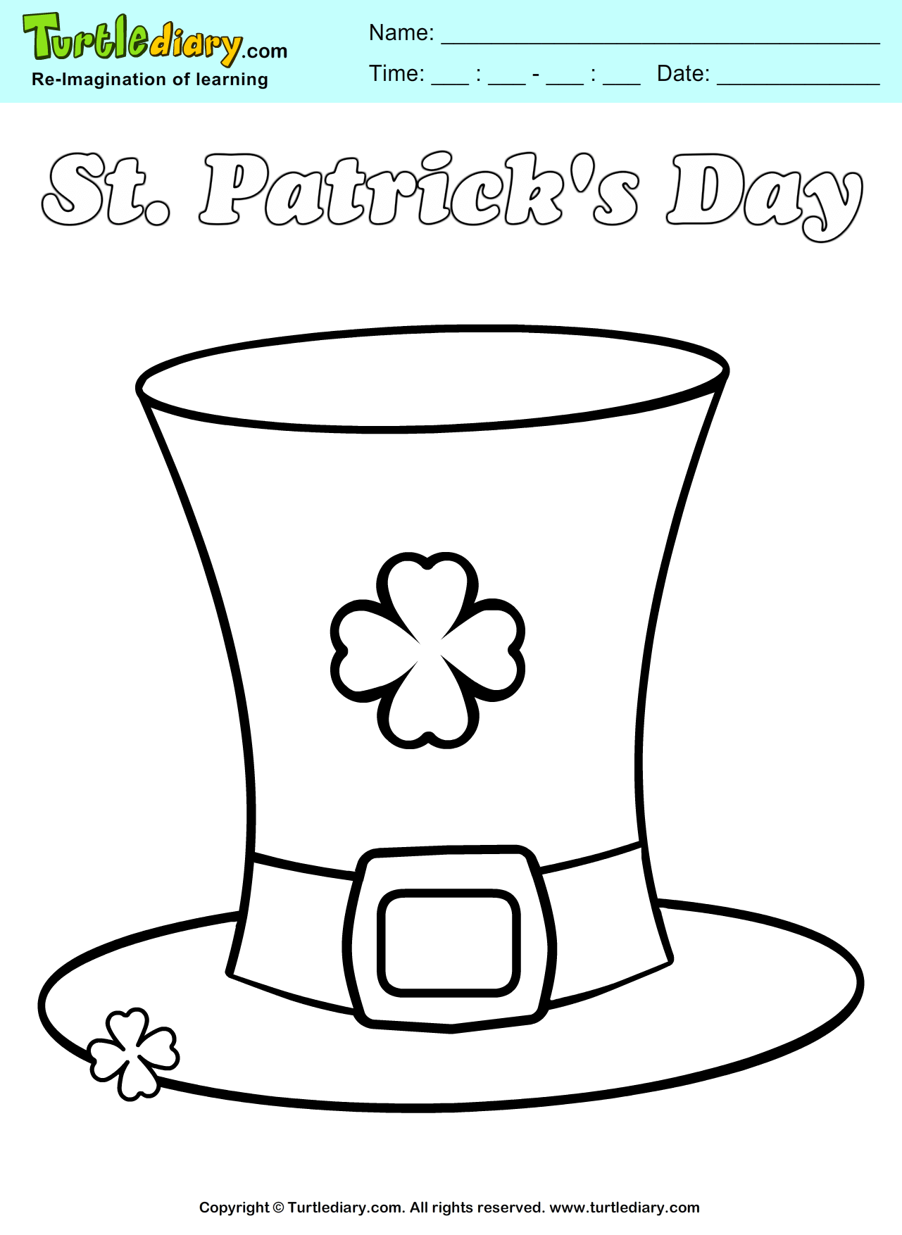 St Patrick s Hat Coloring Sheet Turtle Diary