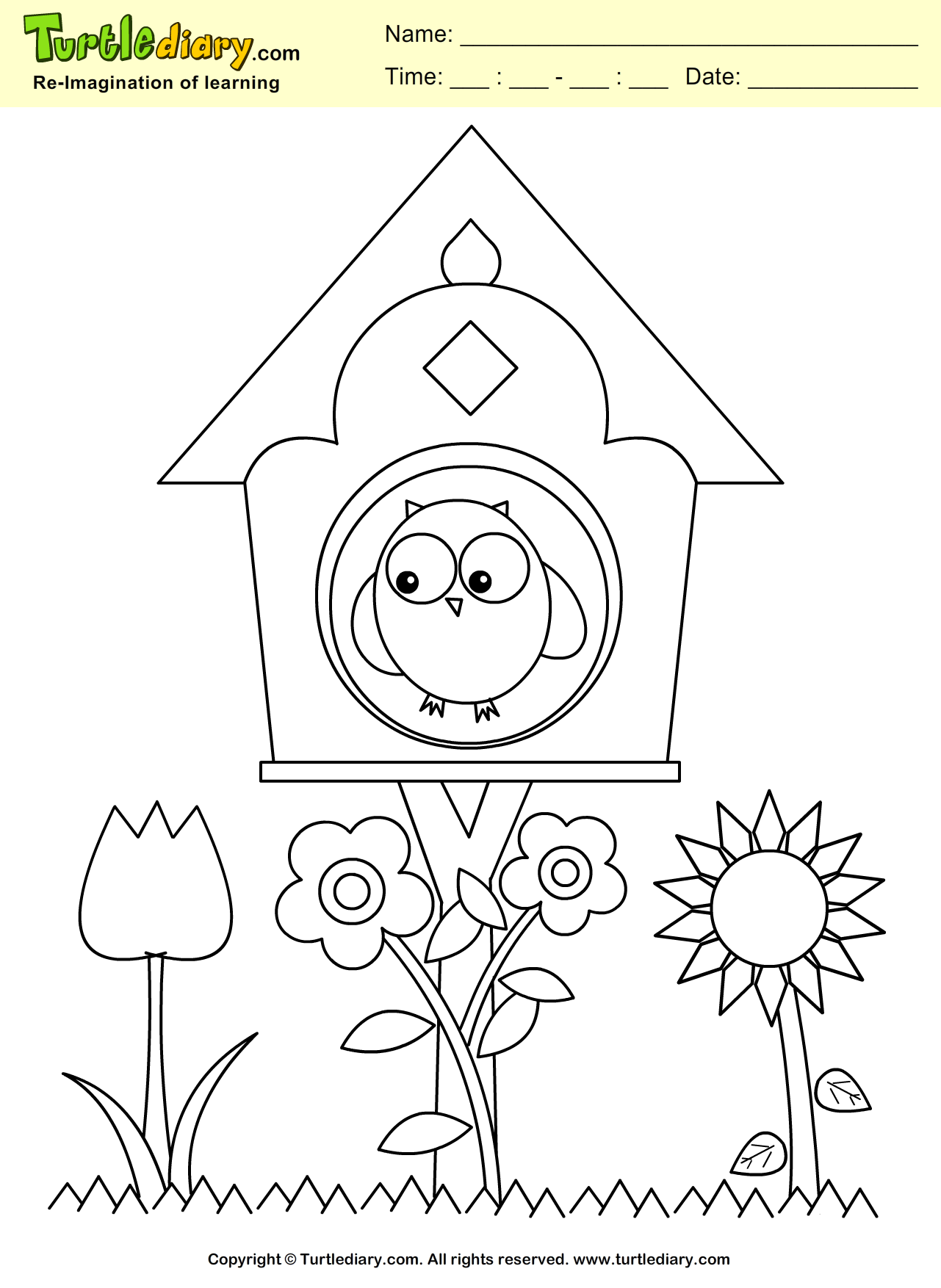 Download Bird House Coloring Sheet | Turtle Diary